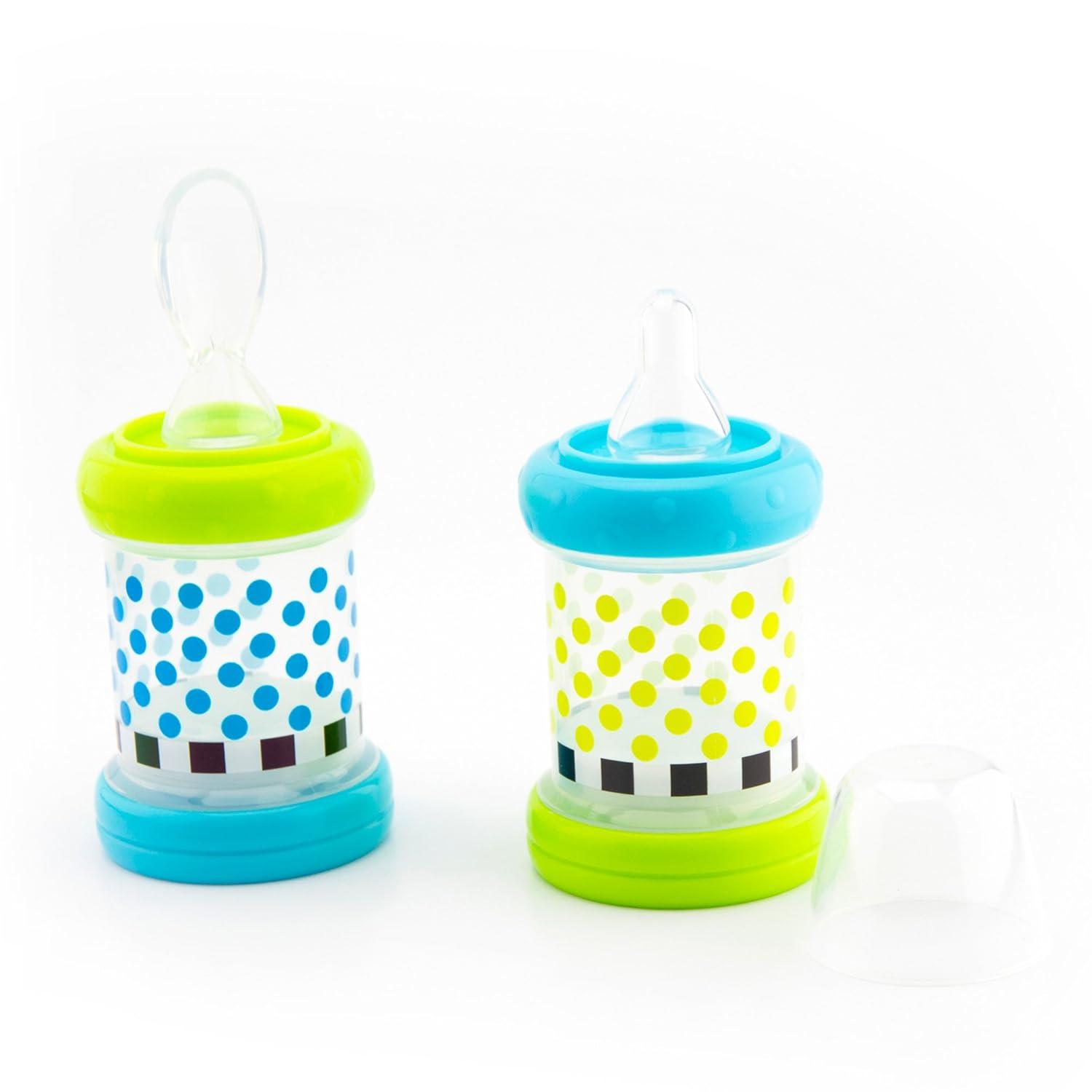 image:imageSassy Baby Food Nurser 4 Months Set of 2 4oz 100 Silicone Nipple and Spoon BPAFree2 Count Pack of 1