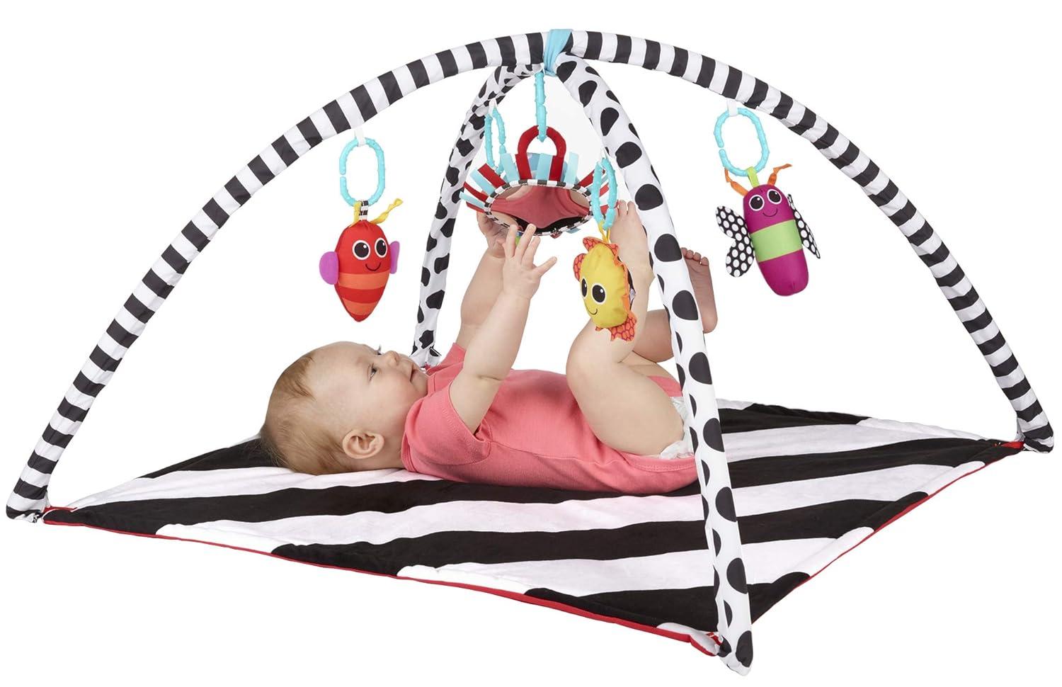 image:imageSassy Black amp White Tummy Time Playmat for Tummy or Back Play with Detachable Toys Ages 0 Months