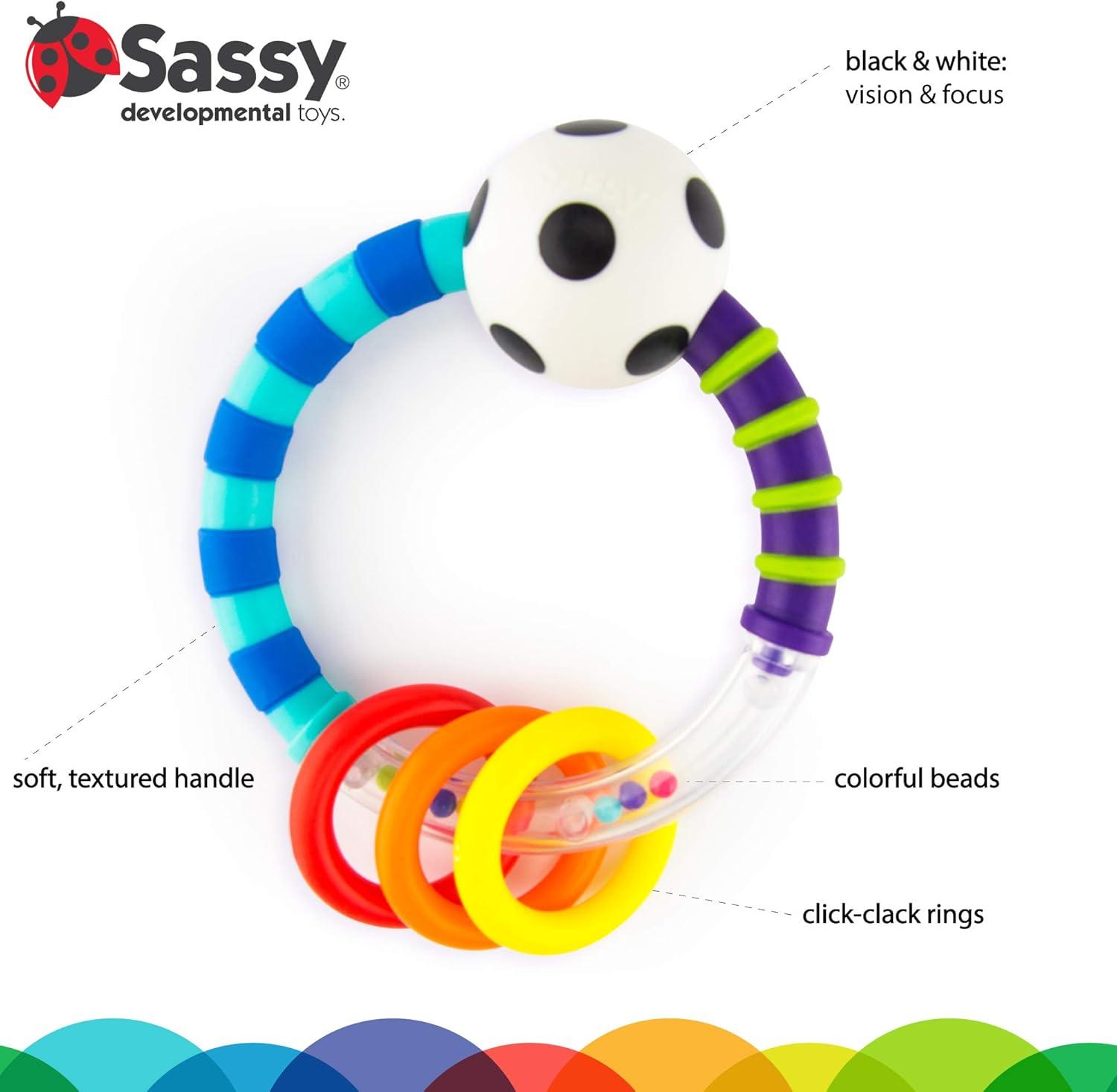 image:imageSassy Ring Rattle Developmental Baby Toy for Early Learning High Contrast For Ages Newborn and Up1 Count Pack of 1