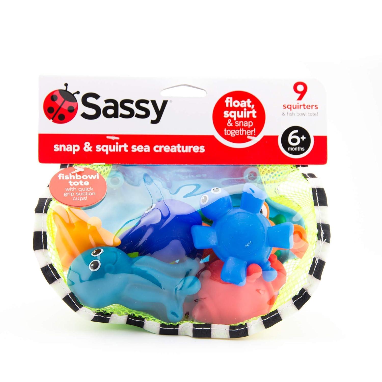 image:imageSassy Snap and Squirt Sea Creatures 6 Months Set of 9 Sea Characters Includes Storage Bag with Two Large Suction CupsSnap Squirt Sea Creatures 9pc