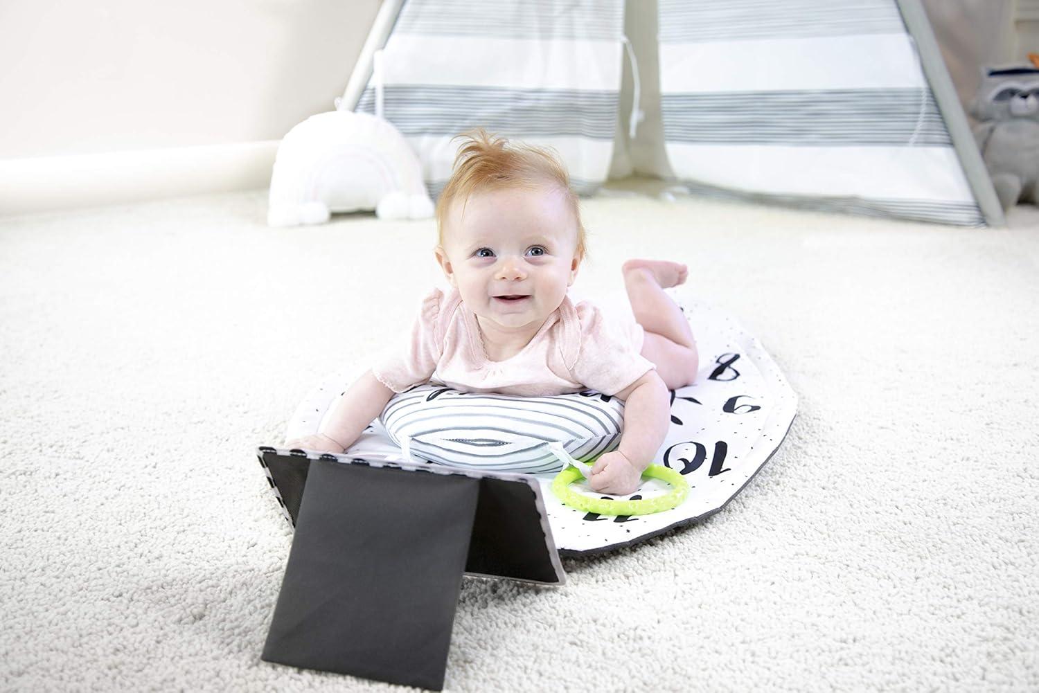 image:imageSassy Tummy Time Play Mat with Large Mirror Cushioned Reversible Support Bolster and Teething Ring Age 0