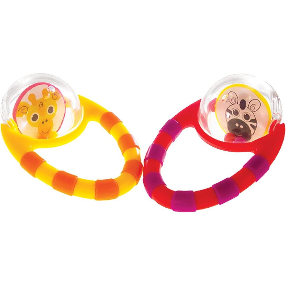 image:imageSassy Flip amp Grip Rattle Value 2 Pack Developmental Toy with Rattle Beads Spinning Discs with Mirror For Ages 3 Months and Up2 Piece Set