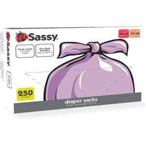 Sassy Baby Disposable Diaper Sacks, 200 Count, Packaging may vary(Purple)