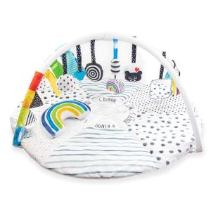 Sassy Stages STEM Developmental Play Gym, Sensory Tummy Time Activity Play Mat w/Built-in Instructions, Ultra Plush & Machine Washable Playmat for Babies & Toddlers, 0+ Months(Tummy Time Milestone Activity Playmat)